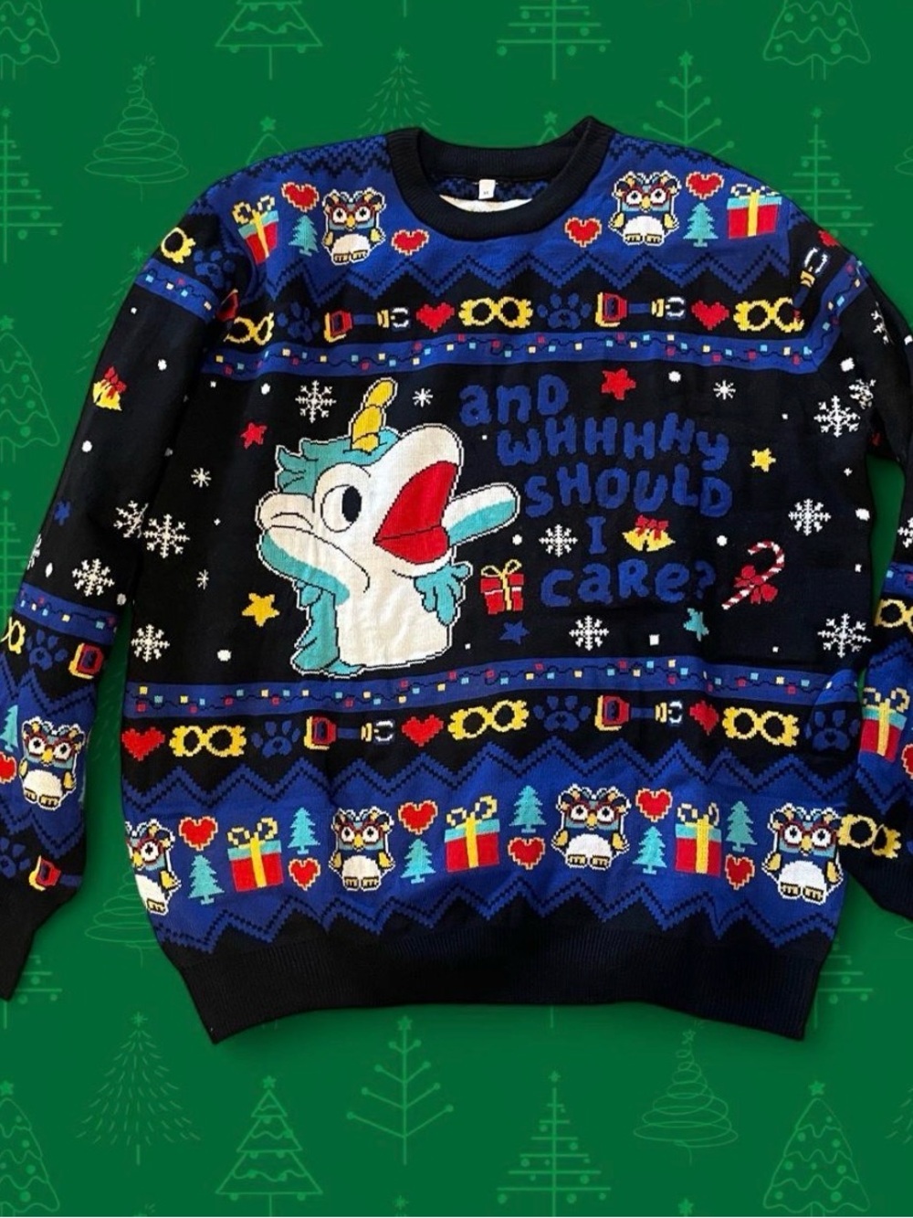 Blue Adult Christmas Sweater XL Unicorse Chattermax